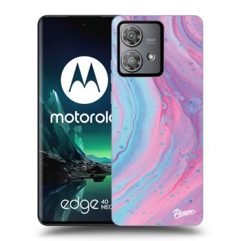 Picasee husă neagră din silicon pentru Motorola Edge 40 Neo - Pink liquid