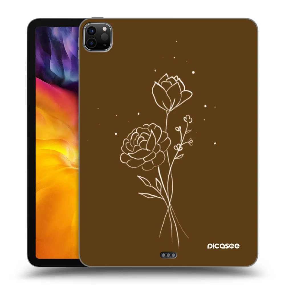 Picasee husă neagră din silicon pentru Apple iPad Pro 11" 2024 (7.gen.) - Brown flowers