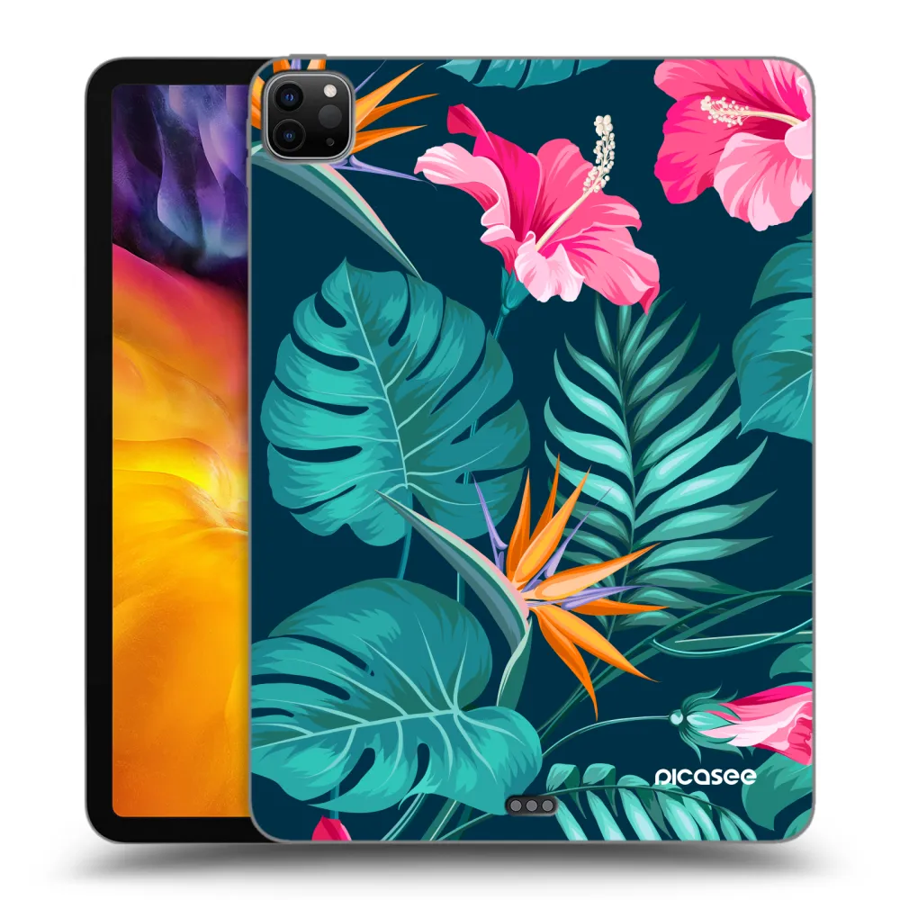 Picasee husă neagră din silicon pentru Apple iPad Pro 11" 2024 (7.gen.) - Pink Monstera