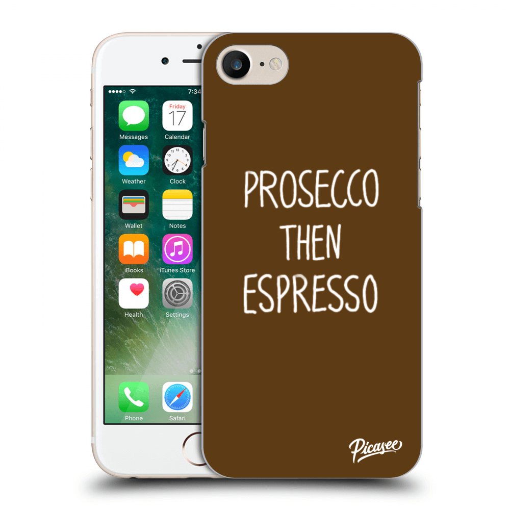 Picasee husă neagră din silicon pentru Apple iPhone 7 - Prosecco then espresso