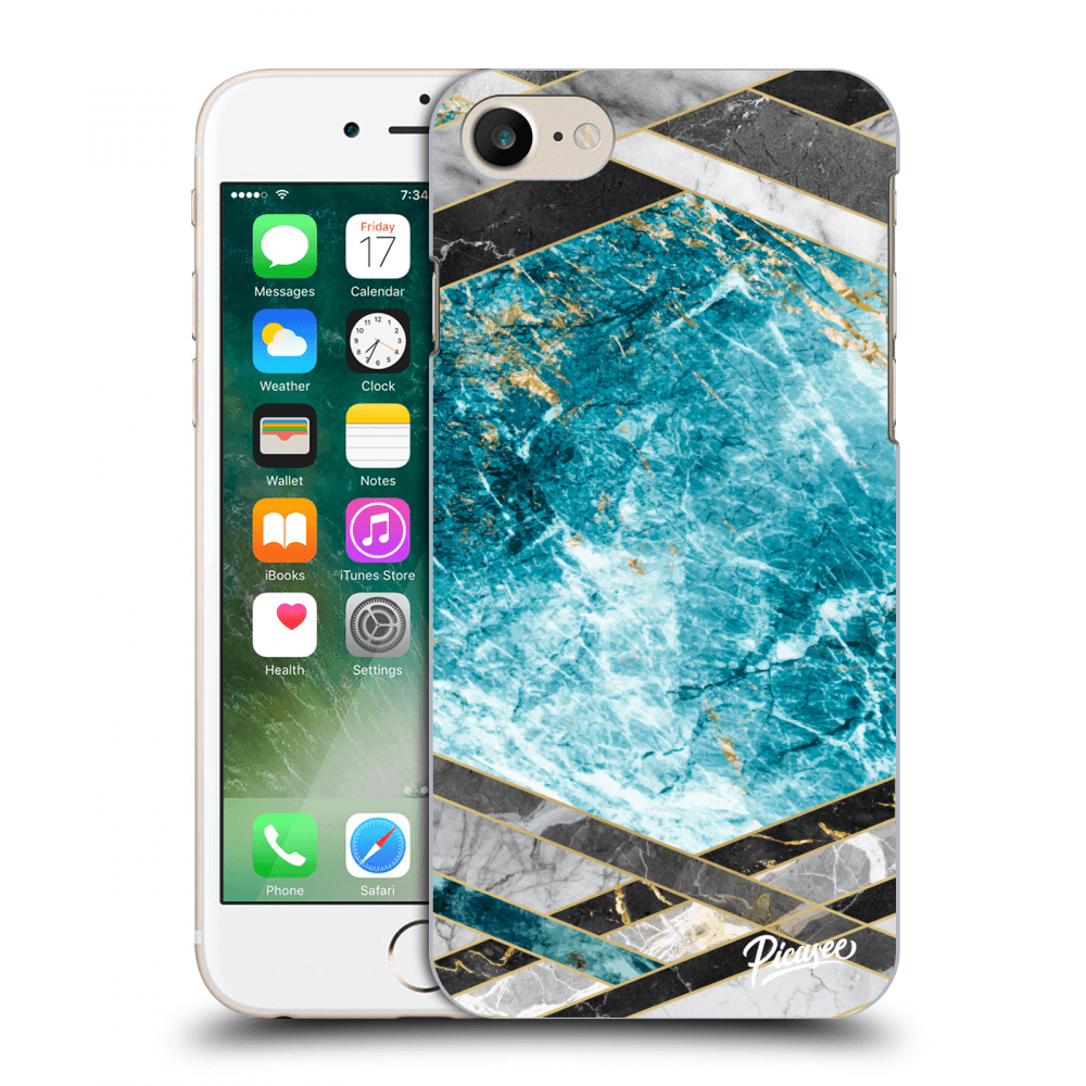 Picasee husă transparentă din silicon pentru Apple iPhone 7 - Blue geometry