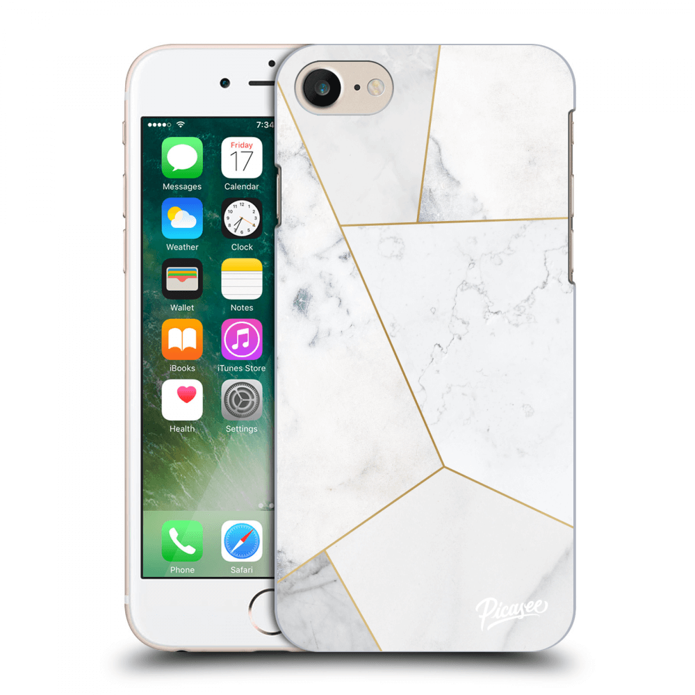 Picasee husă transparentă din silicon pentru Apple iPhone 7 - White tile