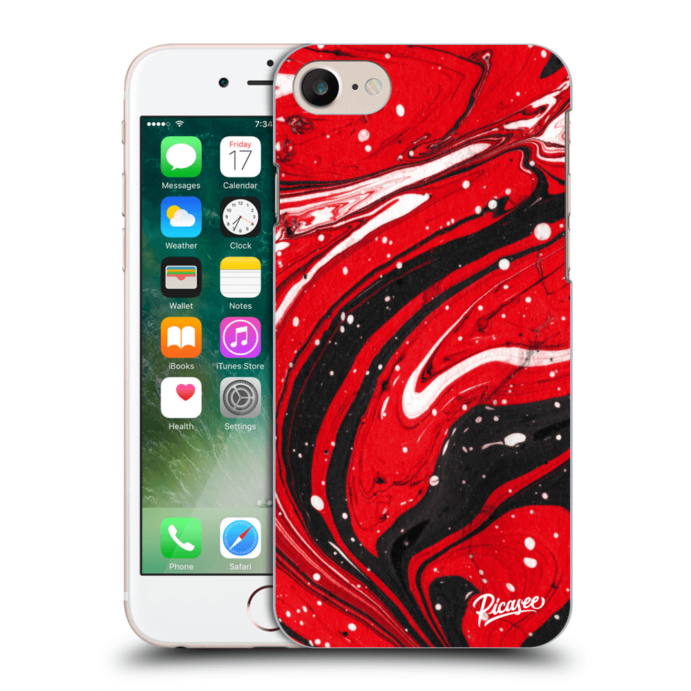 Picasee husă transparentă din silicon pentru Apple iPhone 7 - Red black