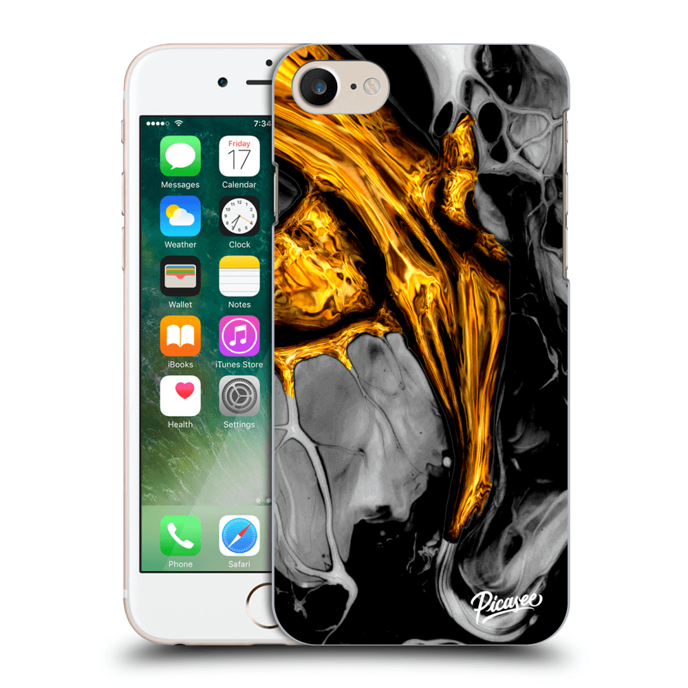 Picasee husă transparentă din silicon pentru Apple iPhone 7 - Black Gold