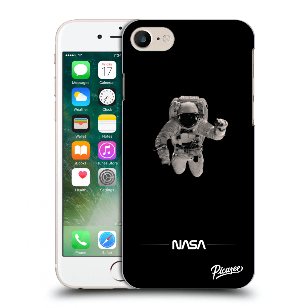Picasee husă neagră din silicon pentru Apple iPhone 7 - Astronaut Minimal