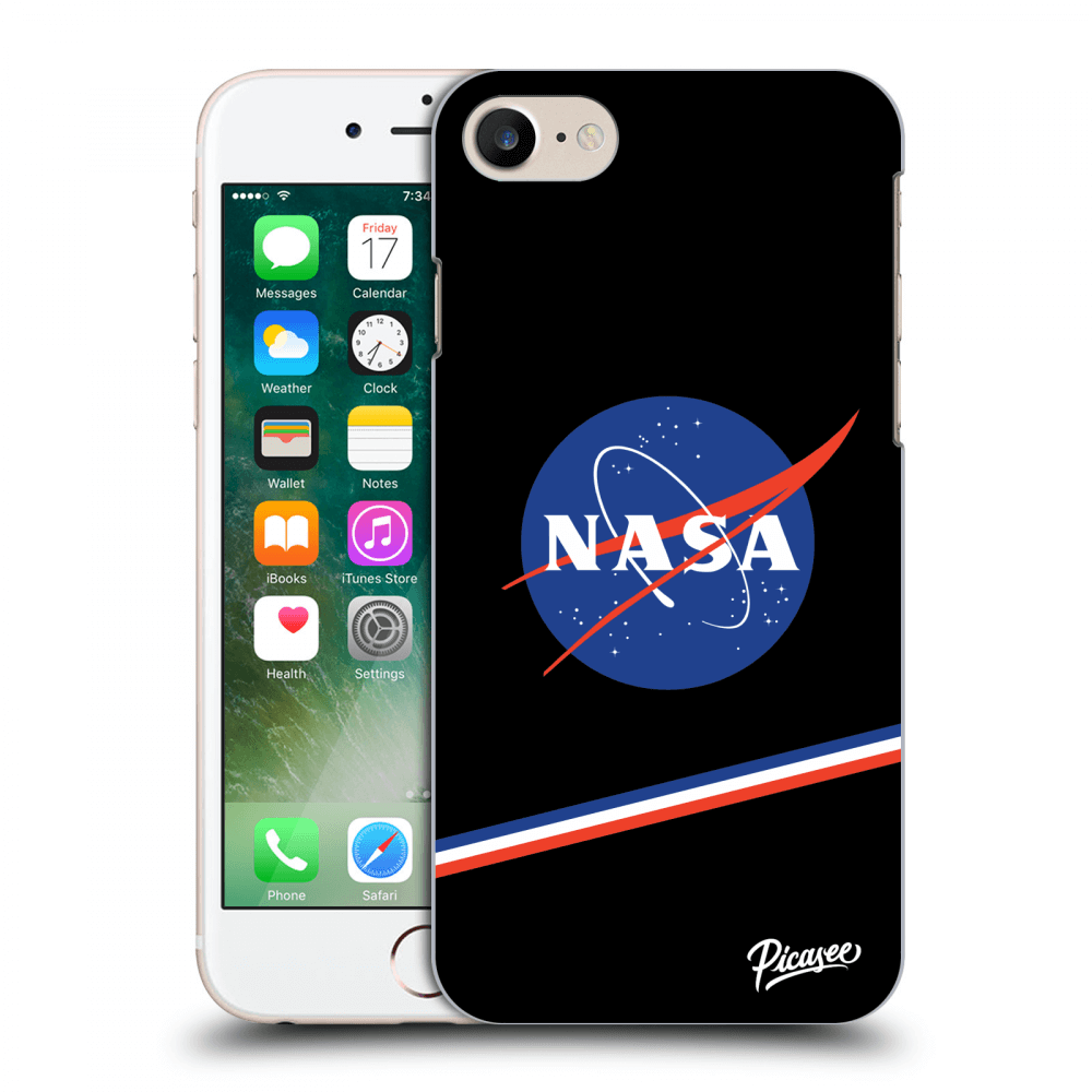 Picasee husă neagră din silicon pentru Apple iPhone 7 - NASA Original