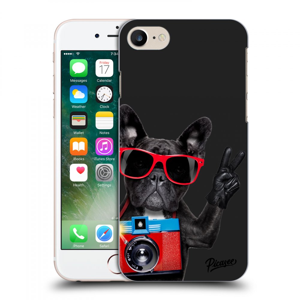 Picasee husă neagră din silicon pentru Apple iPhone 7 - French Bulldog