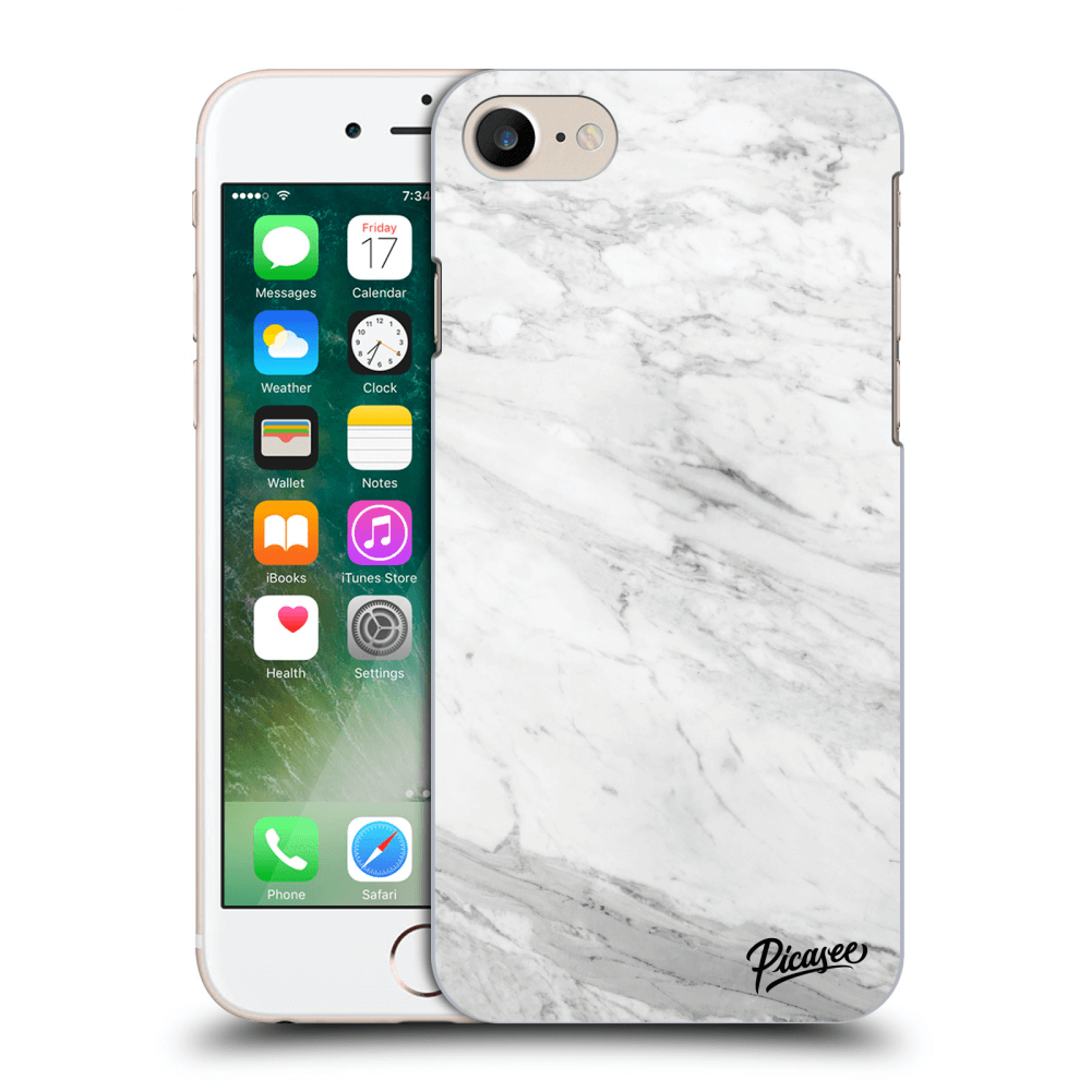 Picasee husă transparentă din silicon pentru Apple iPhone 7 - White marble