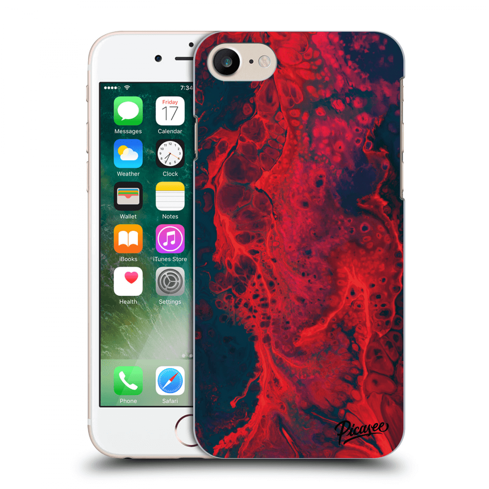 Picasee husă transparentă din silicon pentru Apple iPhone 7 - Organic red
