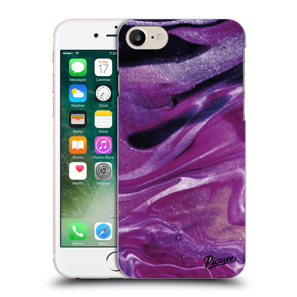 Picasee husă transparentă din silicon pentru Apple iPhone 7 - Purple glitter