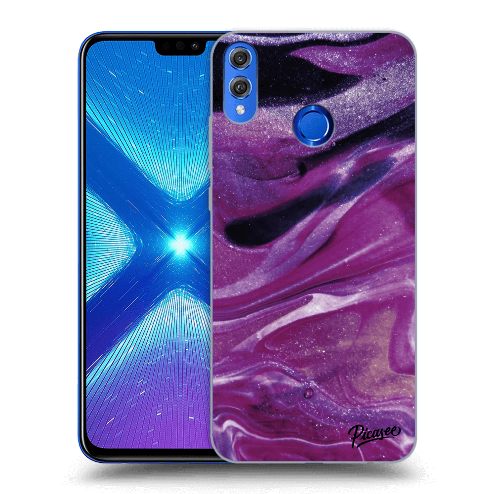 Picasee husă transparentă din silicon pentru Honor 8X - Purple glitter