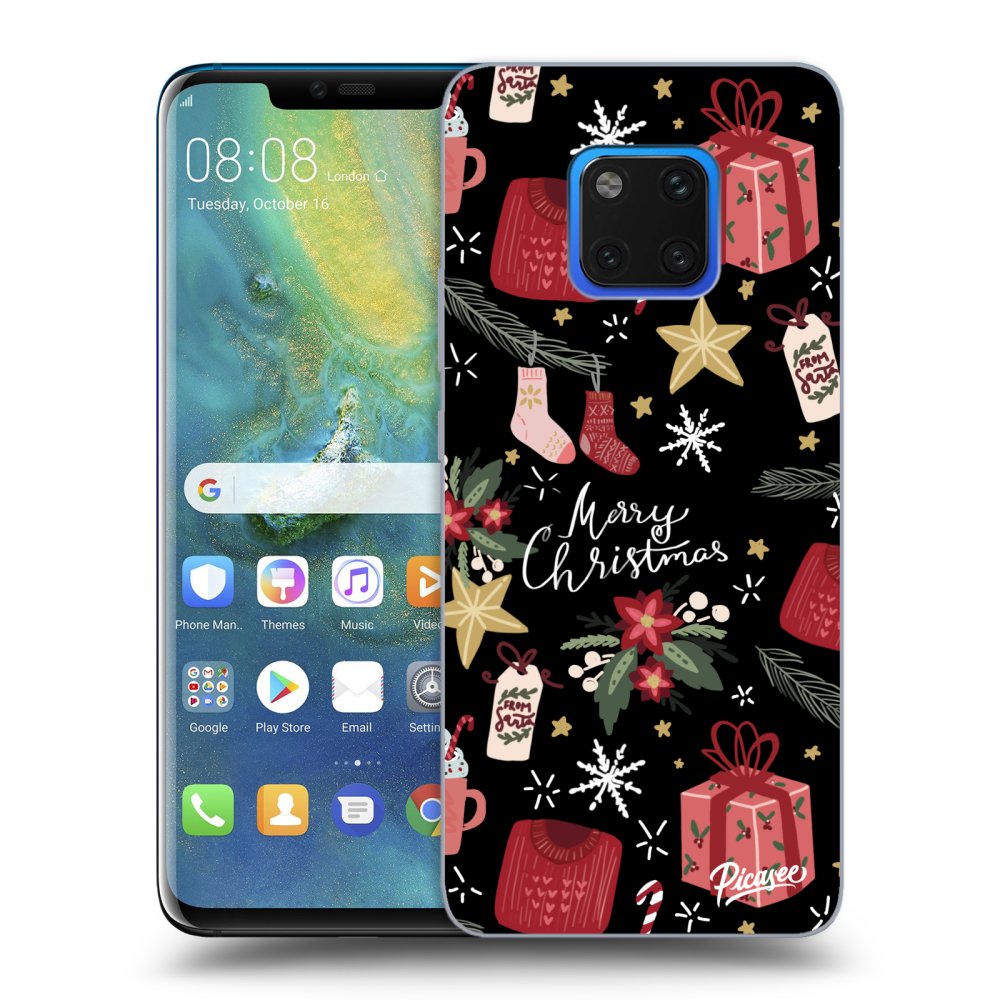 Picasee husă neagră din silicon pentru Huawei Mate 20 Pro - Christmas