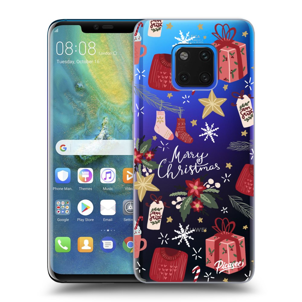 Picasee husă transparentă din silicon pentru Huawei Mate 20 Pro - Christmas