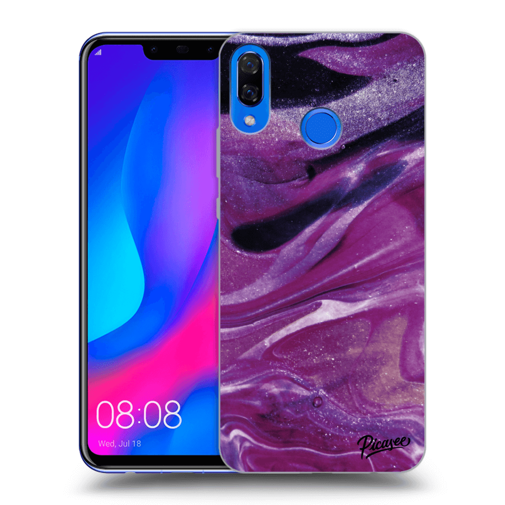 Picasee husă transparentă din silicon pentru Huawei Nova 3 - Purple glitter