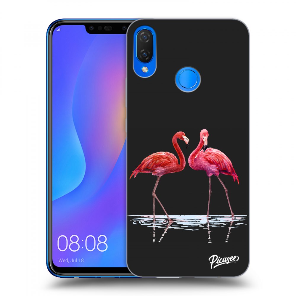 Picasee husă neagră din silicon pentru Huawei Nova 3i - Flamingos couple