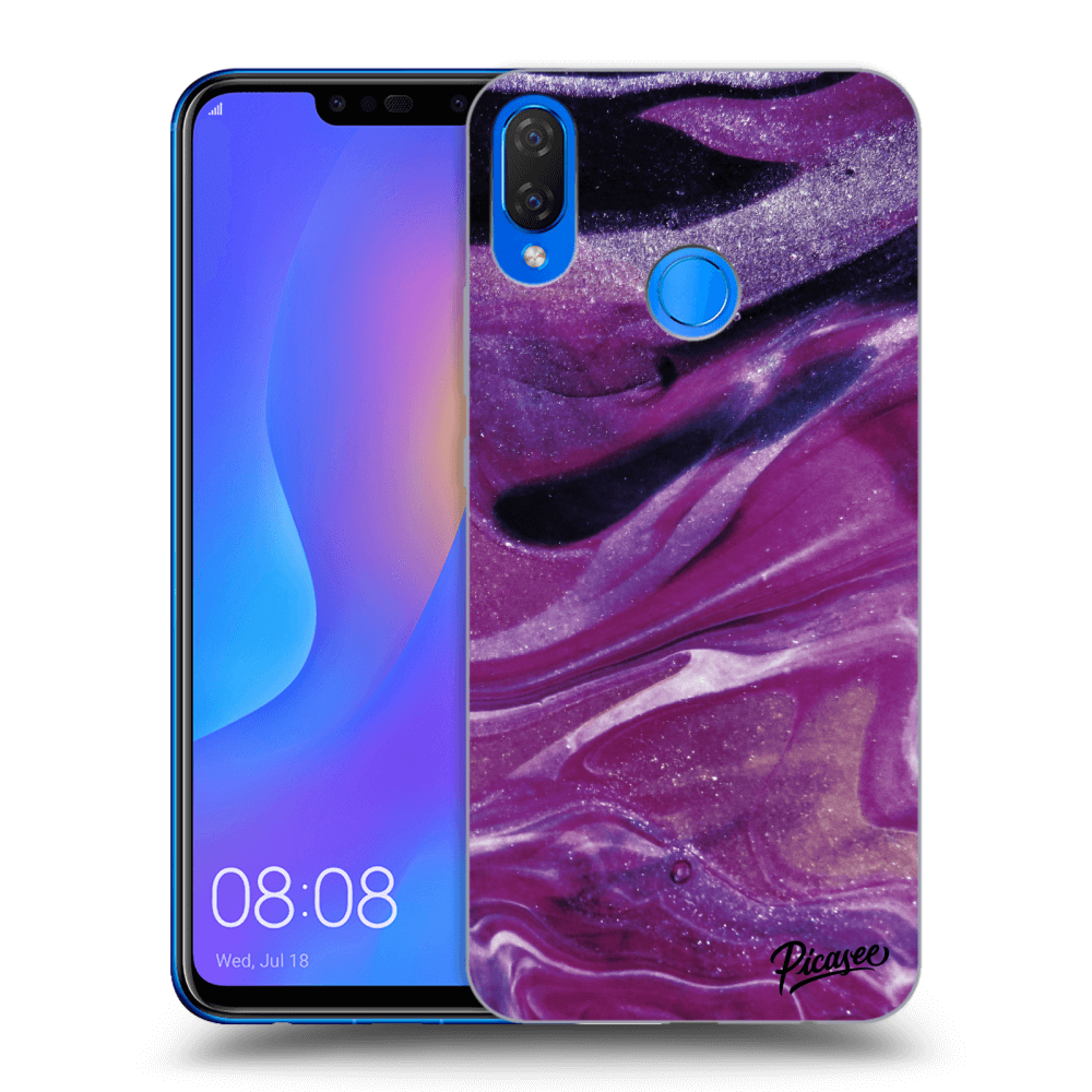 Picasee husă transparentă din silicon pentru Huawei Nova 3i - Purple glitter