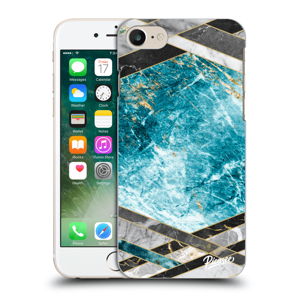 Picasee husă transparentă din silicon pentru Apple iPhone 8 - Blue geometry