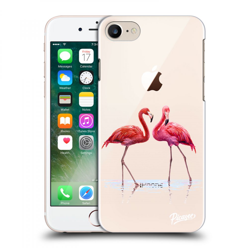 Picasee husă transparentă din silicon pentru Apple iPhone 8 - Flamingos couple