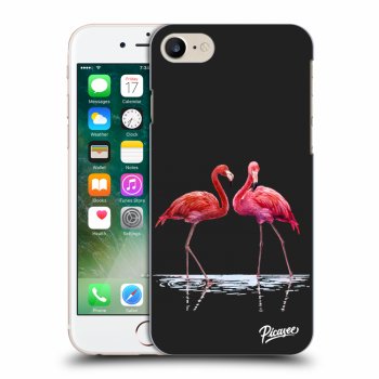Picasee husă neagră din silicon pentru Apple iPhone 8 - Flamingos couple