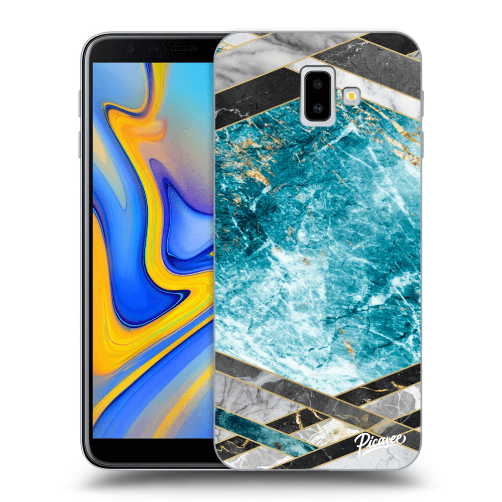 Picasee husă transparentă din silicon pentru Samsung Galaxy J6+ J610F - Blue geometry