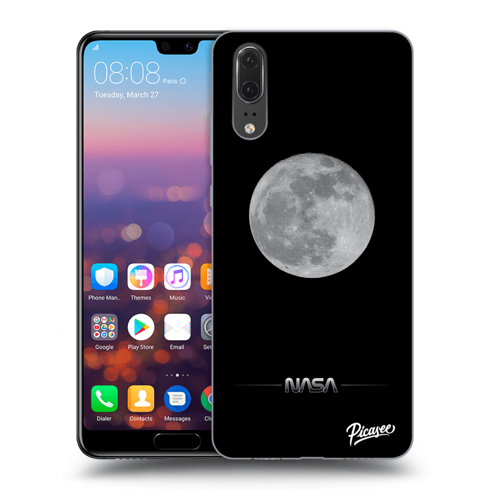 Picasee husă neagră din silicon pentru Huawei P20 - Moon Minimal