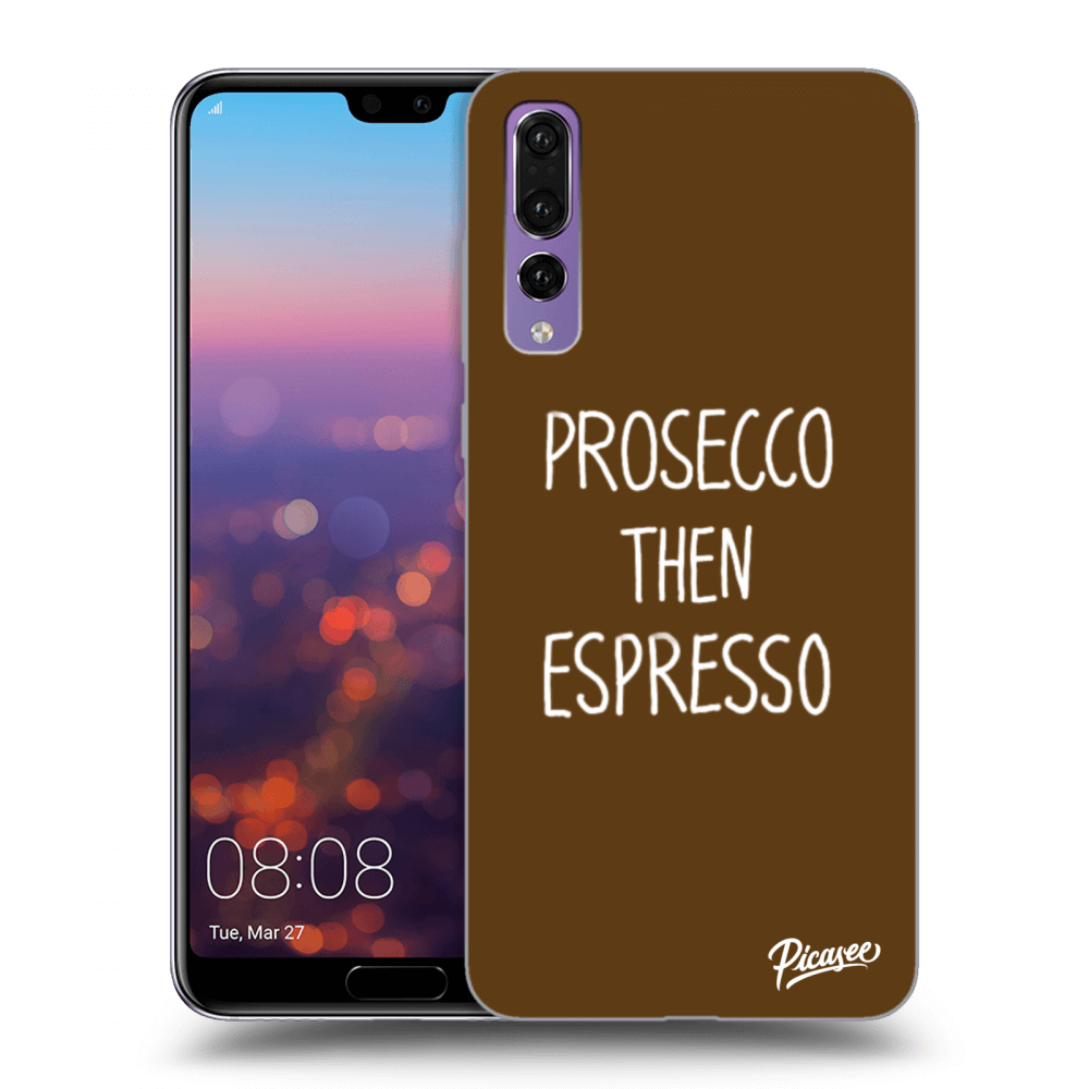 Picasee husă neagră din silicon pentru Huawei P20 Pro - Prosecco then espresso