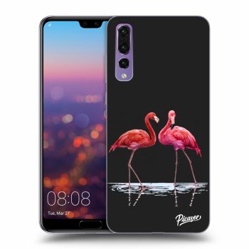 Picasee husă neagră din silicon pentru Huawei P20 Pro - Flamingos couple
