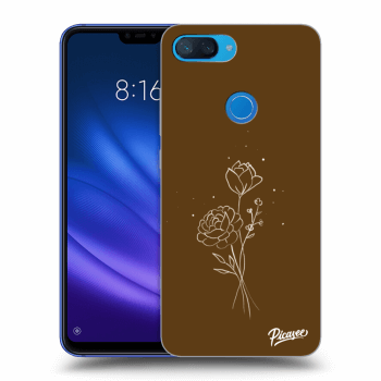 Picasee husă neagră din silicon pentru Xiaomi Mi 8 Lite - Brown flowers