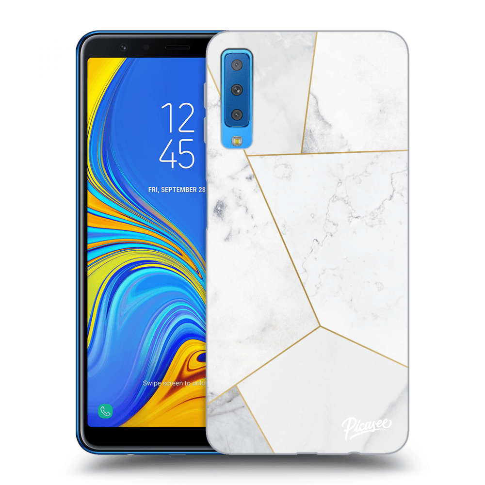Picasee husă transparentă din silicon pentru Samsung Galaxy A7 2018 A750F - White tile