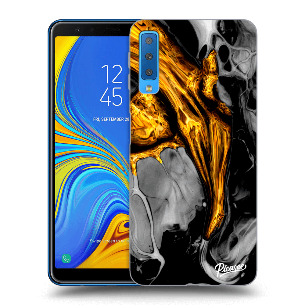 Picasee husă transparentă din silicon pentru Samsung Galaxy A7 2018 A750F - Black Gold