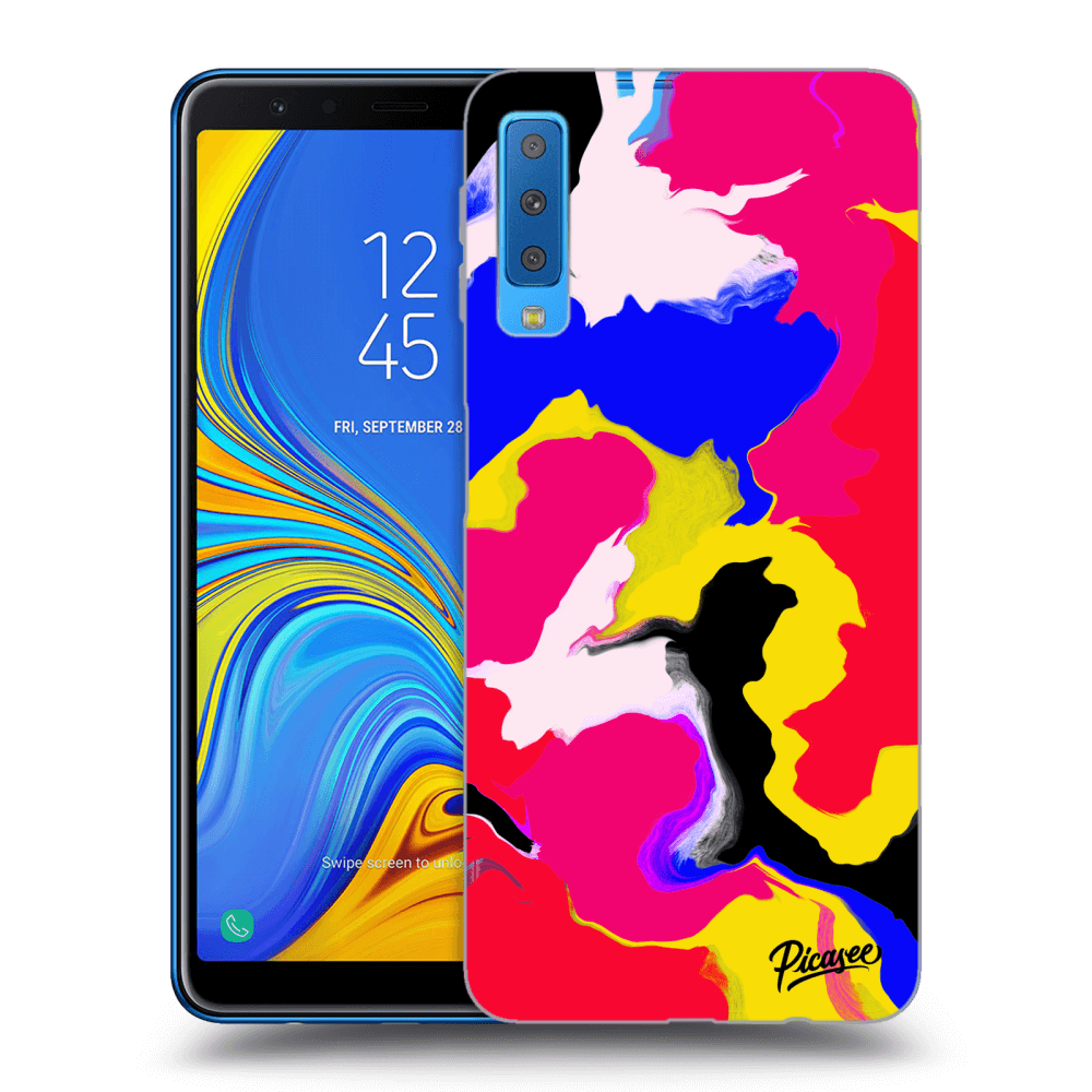 Picasee husă neagră din silicon pentru Samsung Galaxy A7 2018 A750F - Watercolor