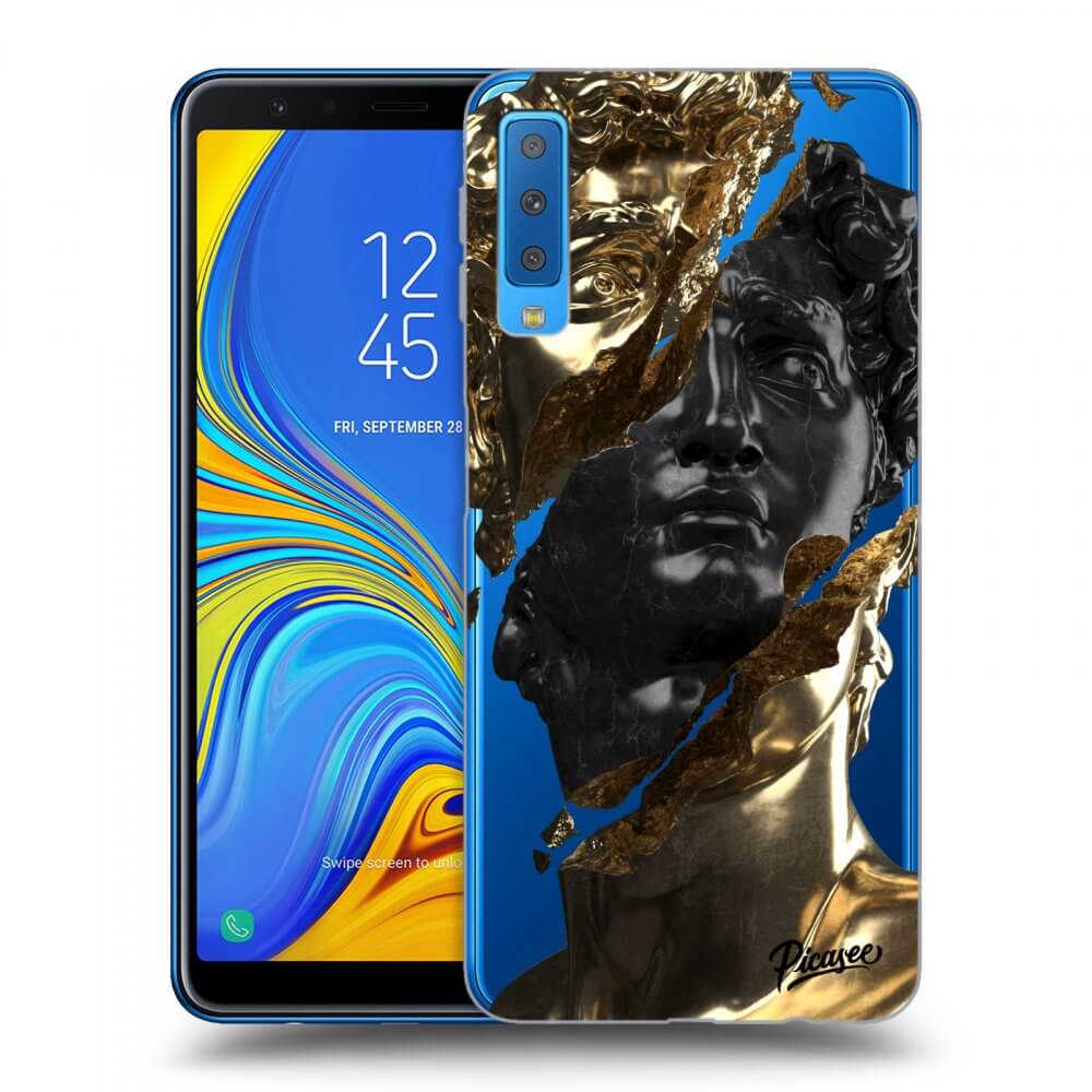 Picasee husă transparentă din silicon pentru Samsung Galaxy A7 2018 A750F - Gold - Black