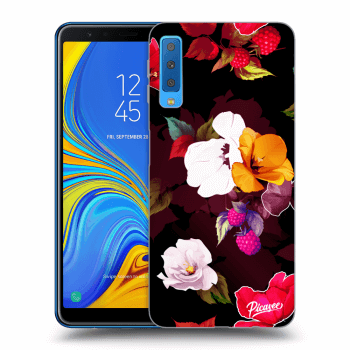 Picasee husă neagră din silicon pentru Samsung Galaxy A7 2018 A750F - Flowers and Berries
