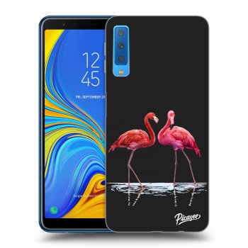 Picasee husă neagră din silicon pentru Samsung Galaxy A7 2018 A750F - Flamingos couple