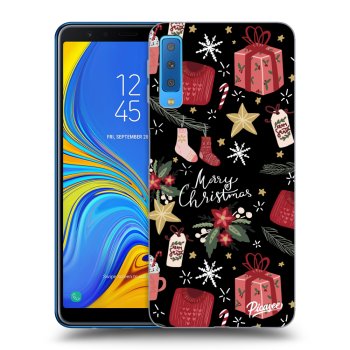 Picasee husă neagră din silicon pentru Samsung Galaxy A7 2018 A750F - Christmas