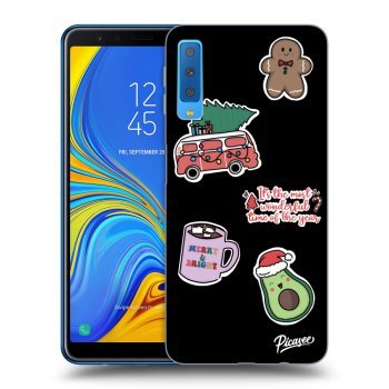 Picasee husă neagră din silicon pentru Samsung Galaxy A7 2018 A750F - Christmas Stickers