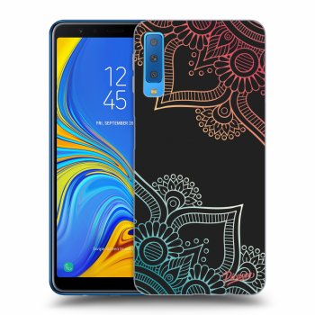 Picasee husă neagră din silicon pentru Samsung Galaxy A7 2018 A750F - Flowers pattern