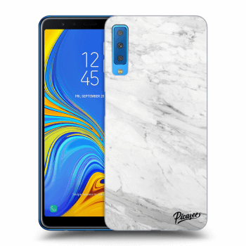 Picasee husă neagră din silicon pentru Samsung Galaxy A7 2018 A750F - White marble