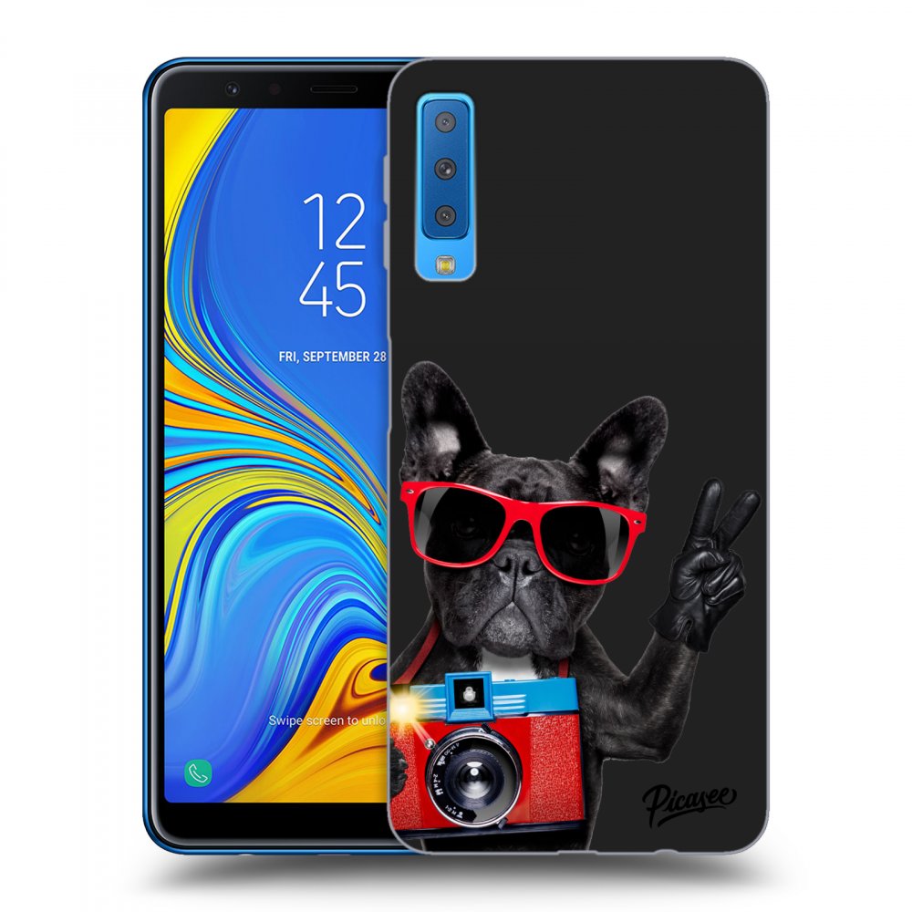 Picasee husă neagră din silicon pentru Samsung Galaxy A7 2018 A750F - French Bulldog
