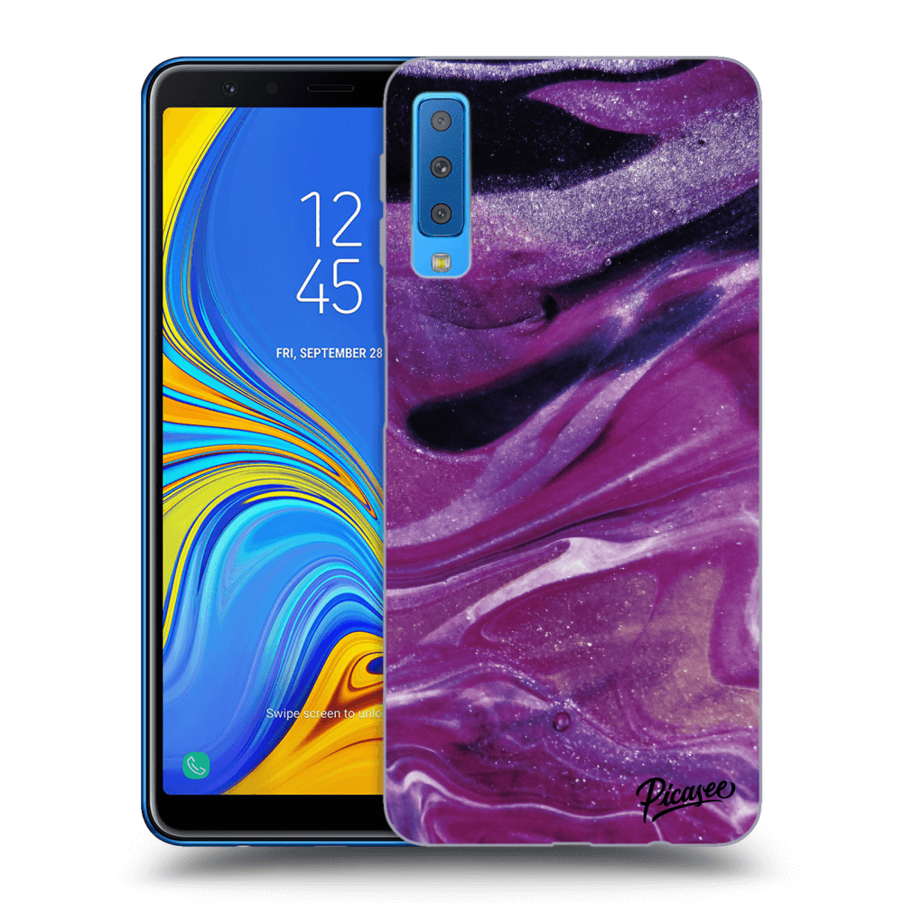 Picasee husă transparentă din silicon pentru Samsung Galaxy A7 2018 A750F - Purple glitter