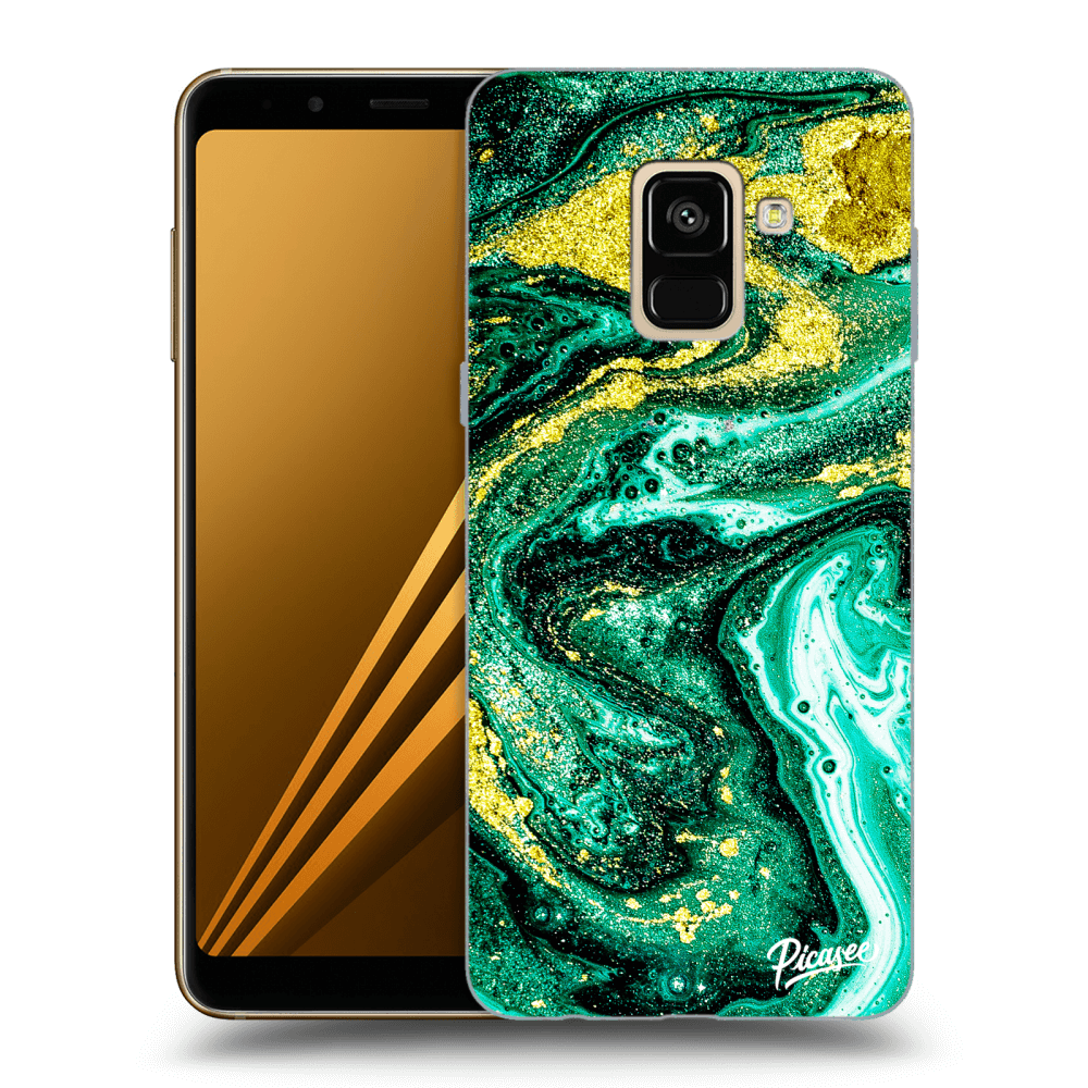 Picasee husă transparentă din silicon pentru Samsung Galaxy A8 2018 A530F - Green Gold