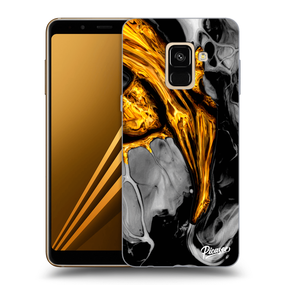 Picasee husă transparentă din silicon pentru Samsung Galaxy A8 2018 A530F - Black Gold