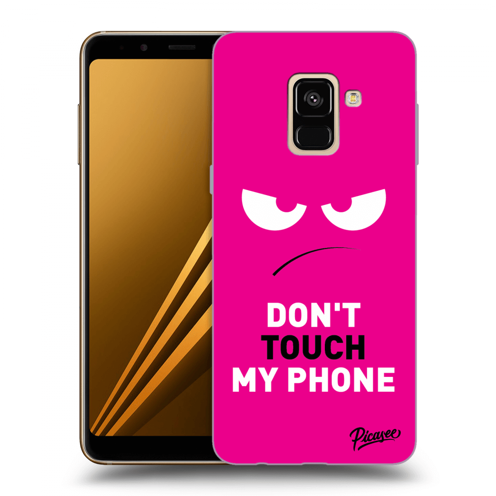 Picasee husă neagră din silicon pentru Samsung Galaxy A8 2018 A530F - Angry Eyes - Pink