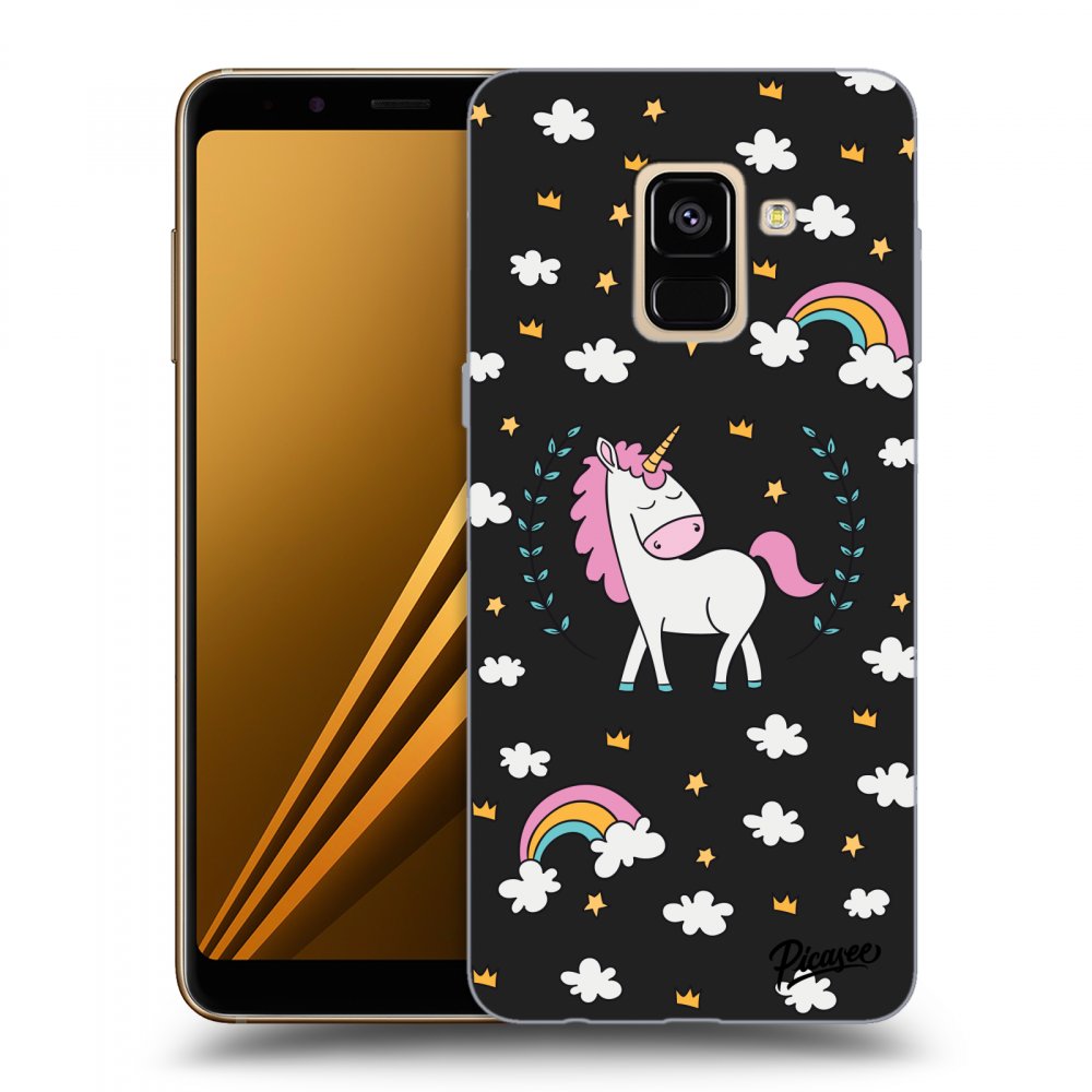 Picasee husă neagră din silicon pentru Samsung Galaxy A8 2018 A530F - Unicorn star heaven