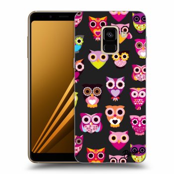 Picasee husă neagră din silicon pentru Samsung Galaxy A8 2018 A530F - Owls