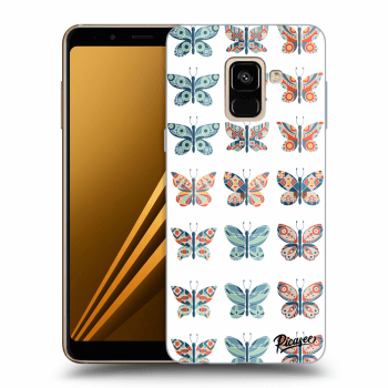 Picasee husă neagră din silicon pentru Samsung Galaxy A8 2018 A530F - Butterflies
