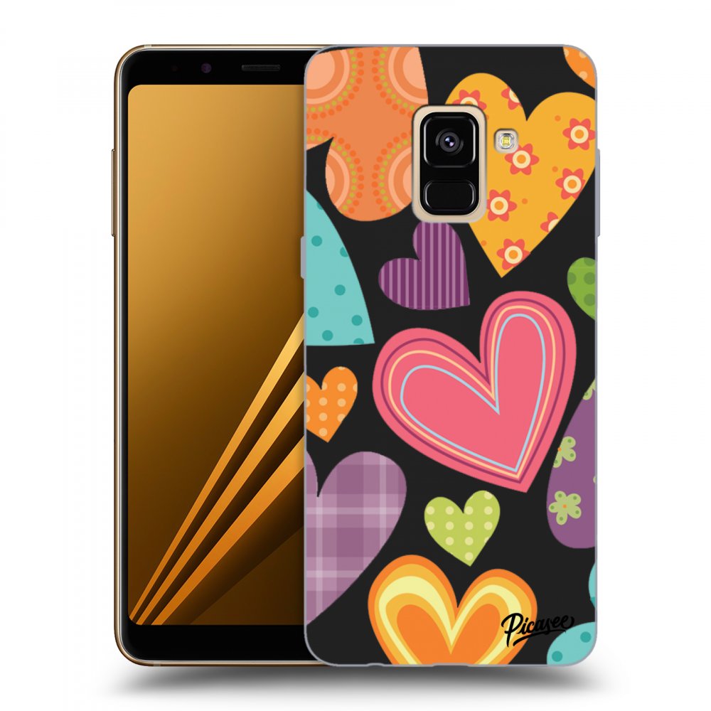 Picasee husă neagră din silicon pentru Samsung Galaxy A8 2018 A530F - Colored heart