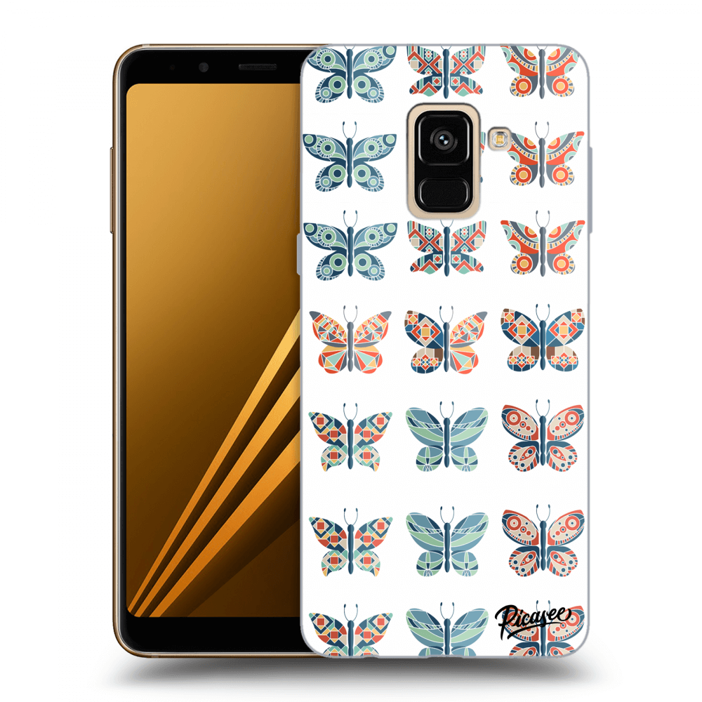 Picasee husă neagră din silicon pentru Samsung Galaxy A8 2018 A530F - Butterflies