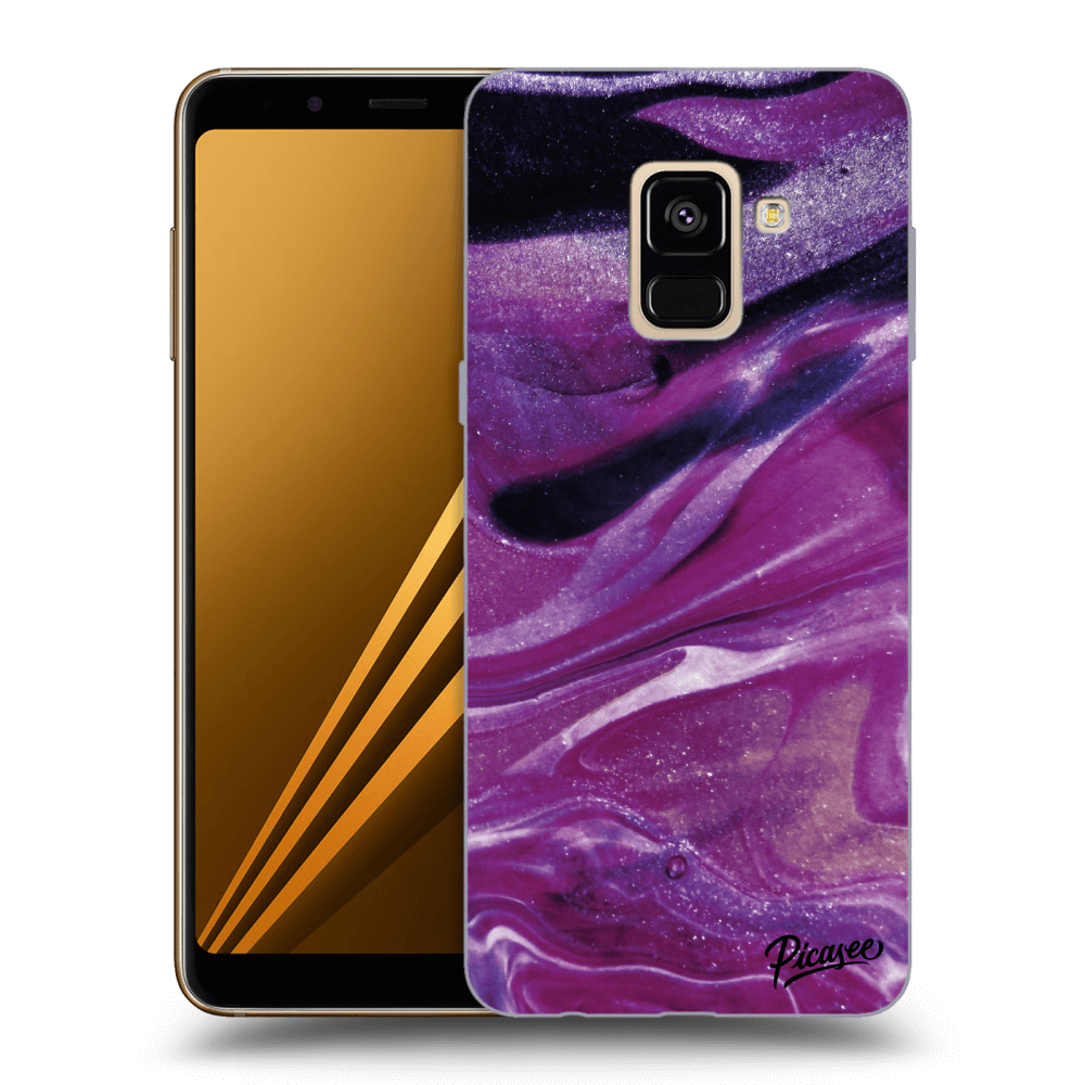 Picasee husă transparentă din silicon pentru Samsung Galaxy A8 2018 A530F - Purple glitter