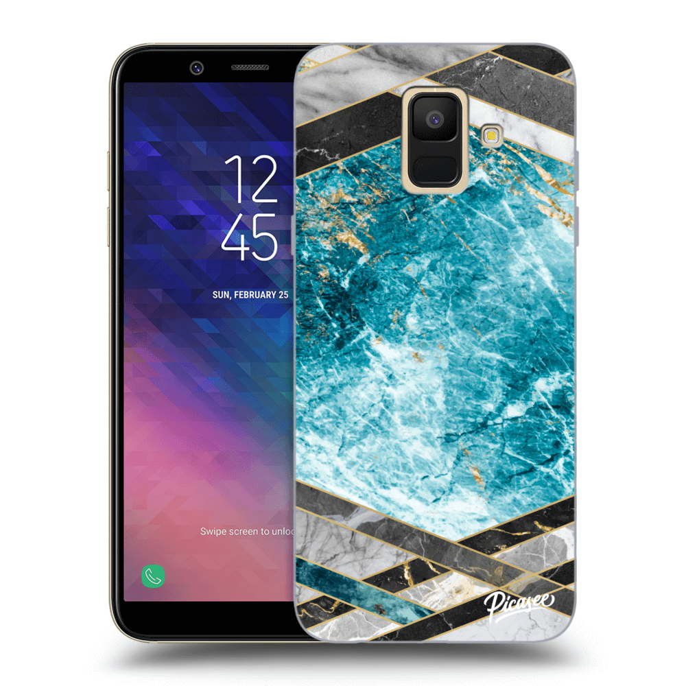 Picasee husă transparentă din silicon pentru Samsung Galaxy A6 A600F - Blue geometry